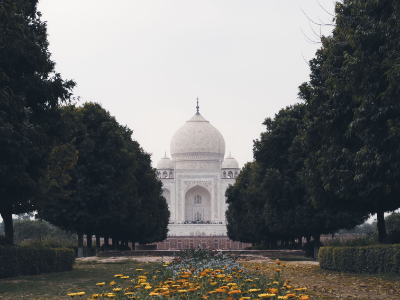 View of the Taj Mahal from across the Yamuna River at Mehtab Bagh